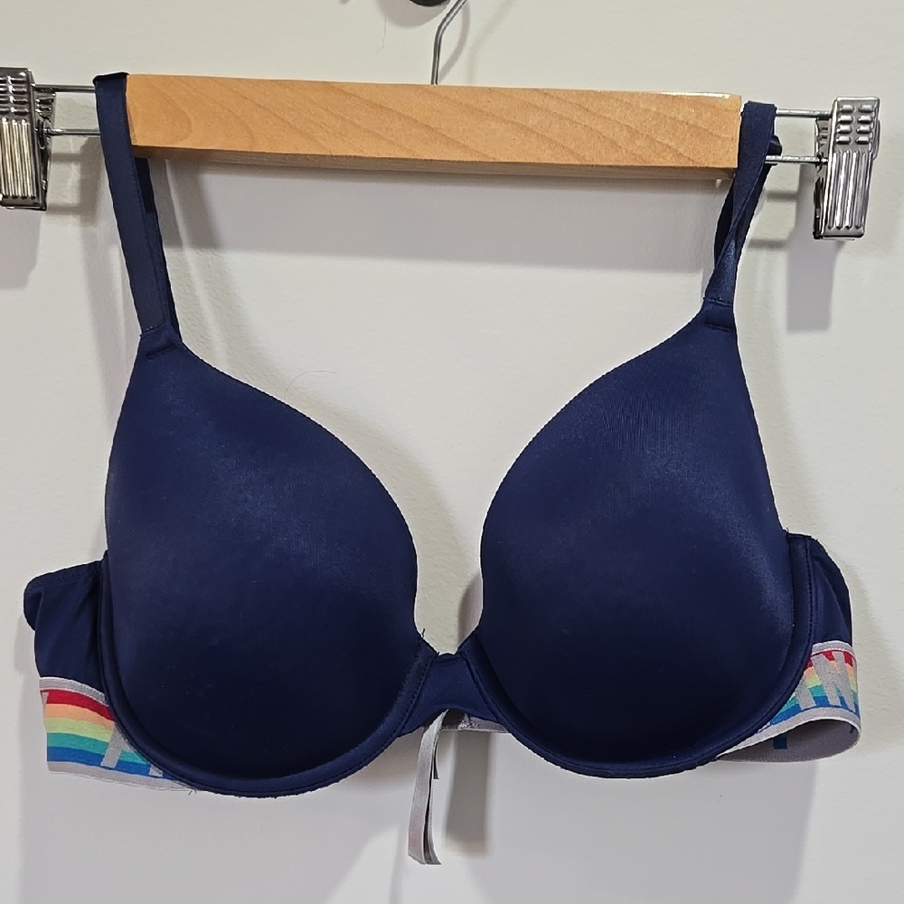 Navy Blue Women's Bra with Rainbow Accents